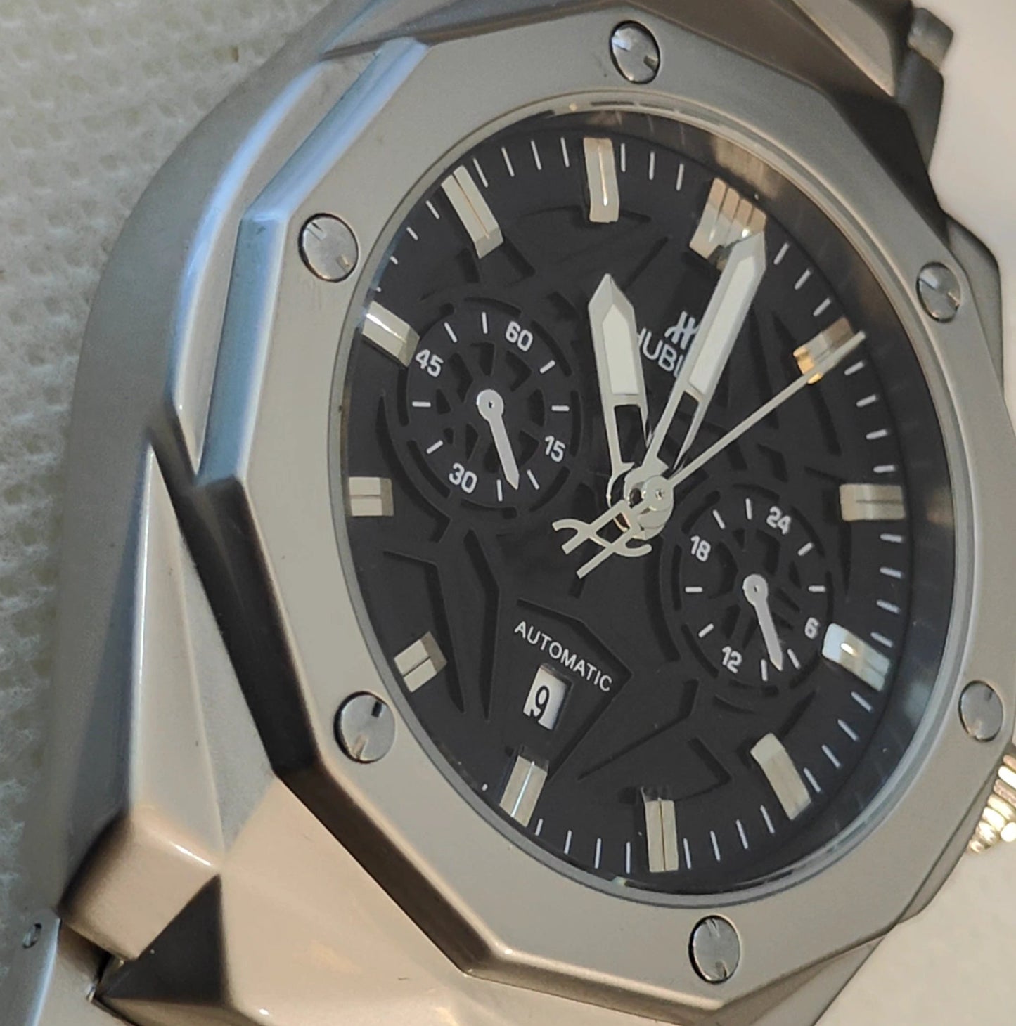 HUBLOT SEMI AUTO CHRONOGRAPH MATT BODY BLUE DIAL