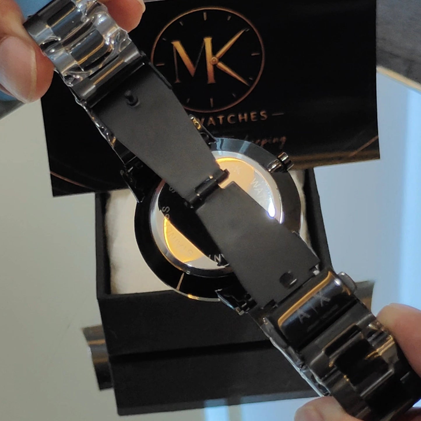 A|X Full Black Slim Stainless Steel Chain Watch