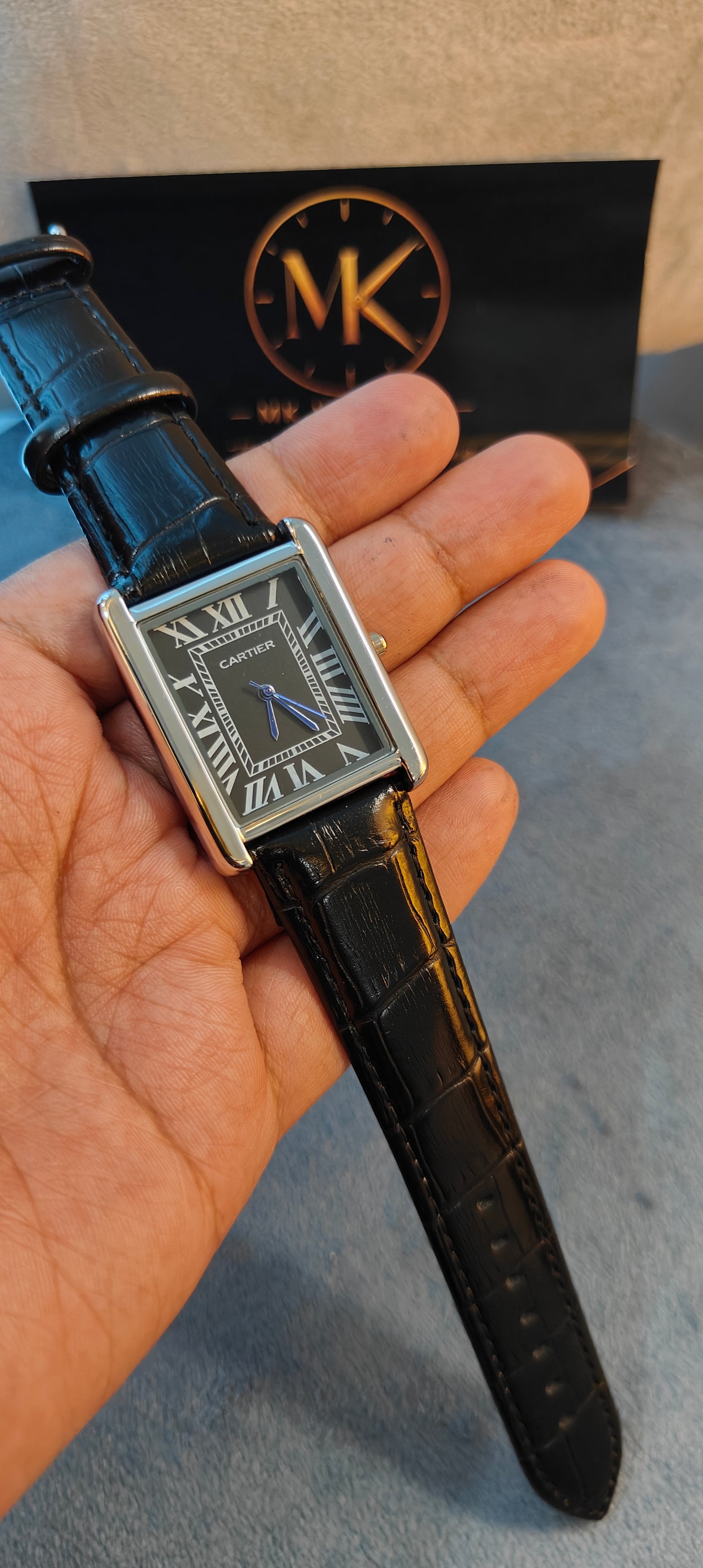 Classic Rectangular Quartz Watch | Black Dial Dress Watch | MKWATCHES