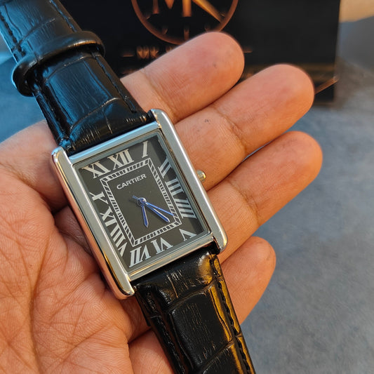 CARTIER TANK OLD MONEY SILVER BLACK DIAL