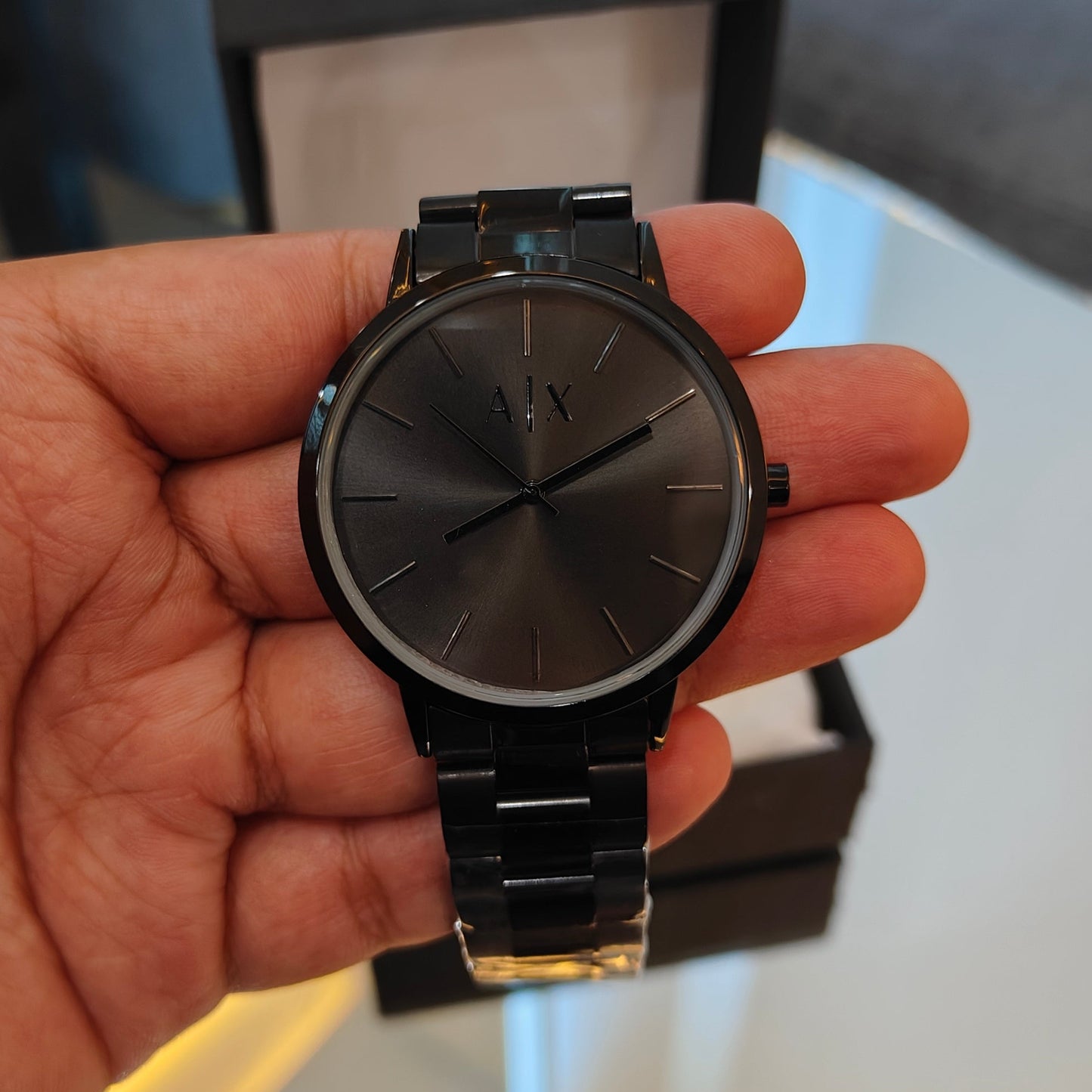 A|X Full Black Slim Stainless Steel Chain Watch