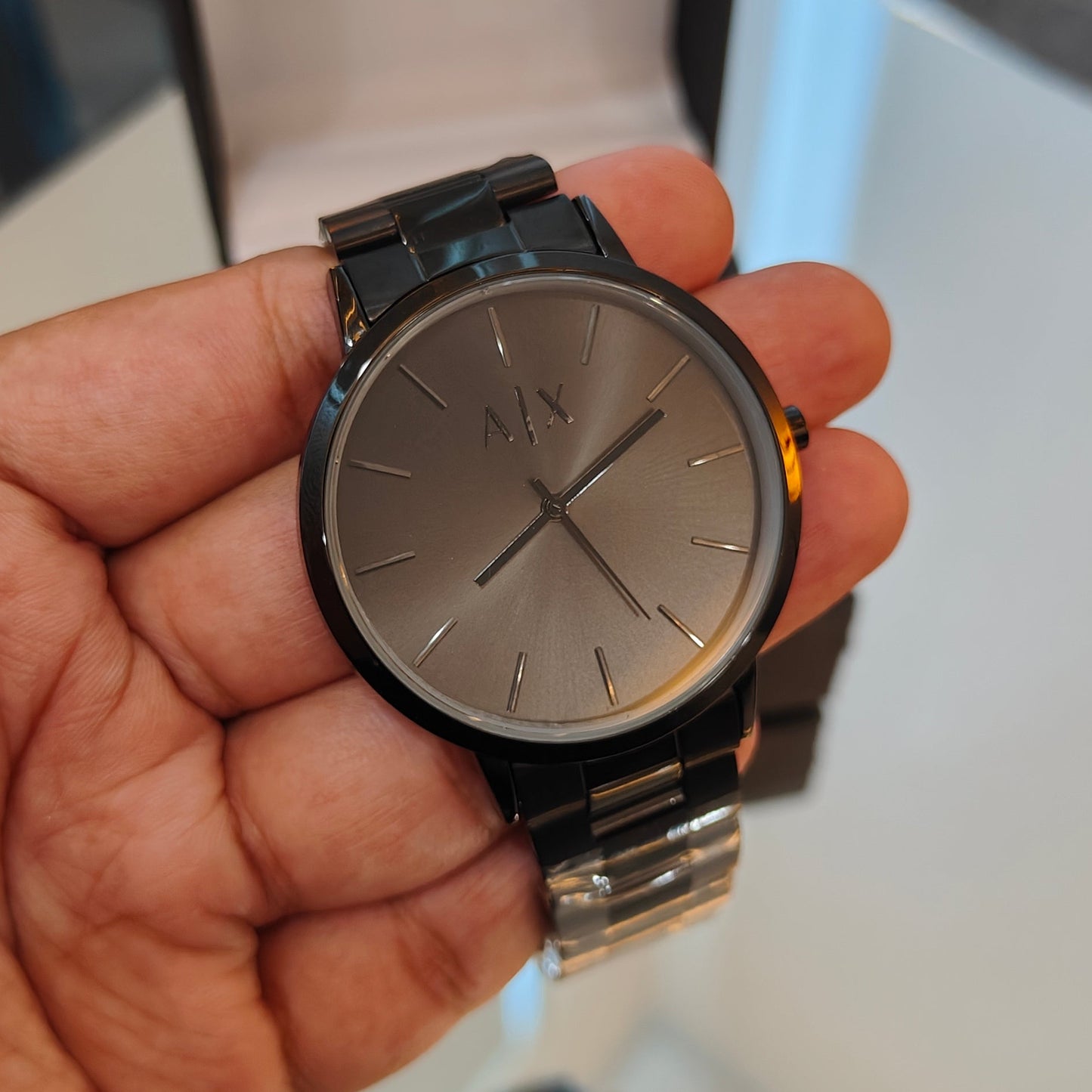 A|X Full Black Slim Stainless Steel Chain Watch