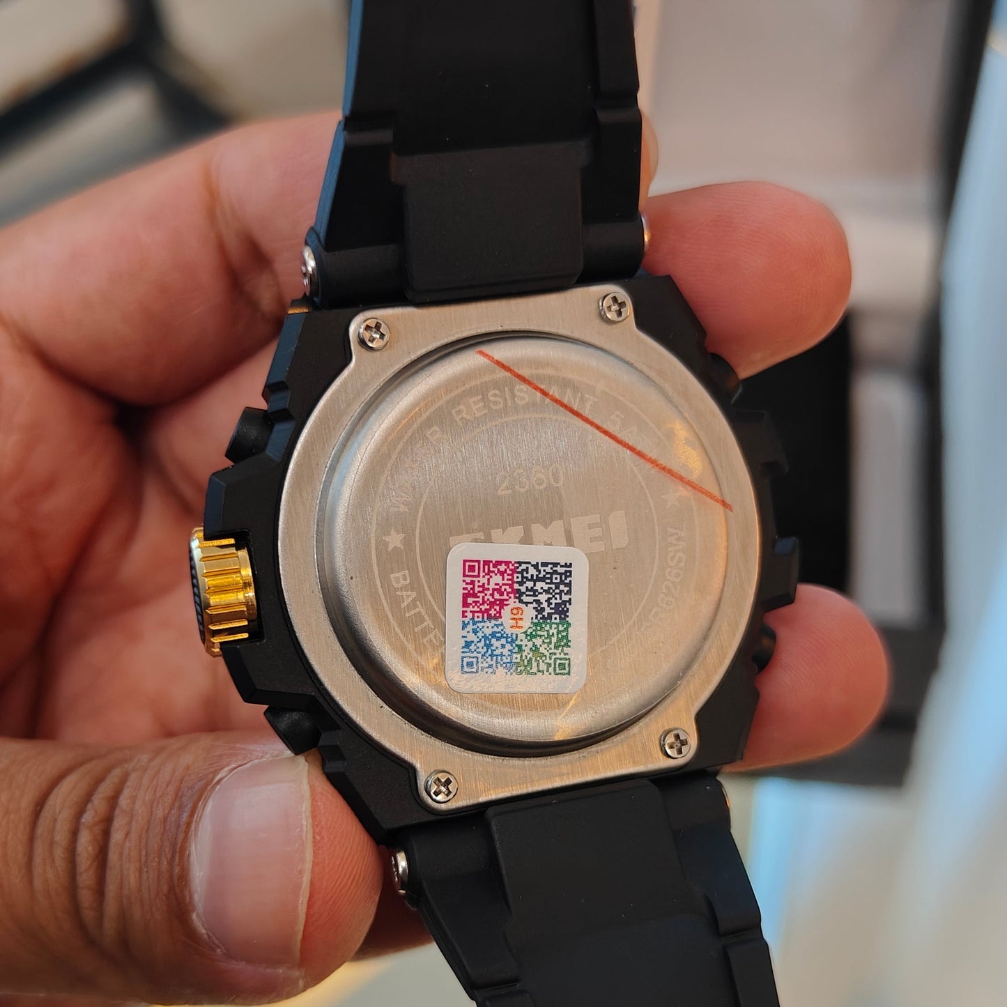 SKMEI-2360 SPORTS LED LUMINOUS WATERPROOF WATCH GOLD DIAL