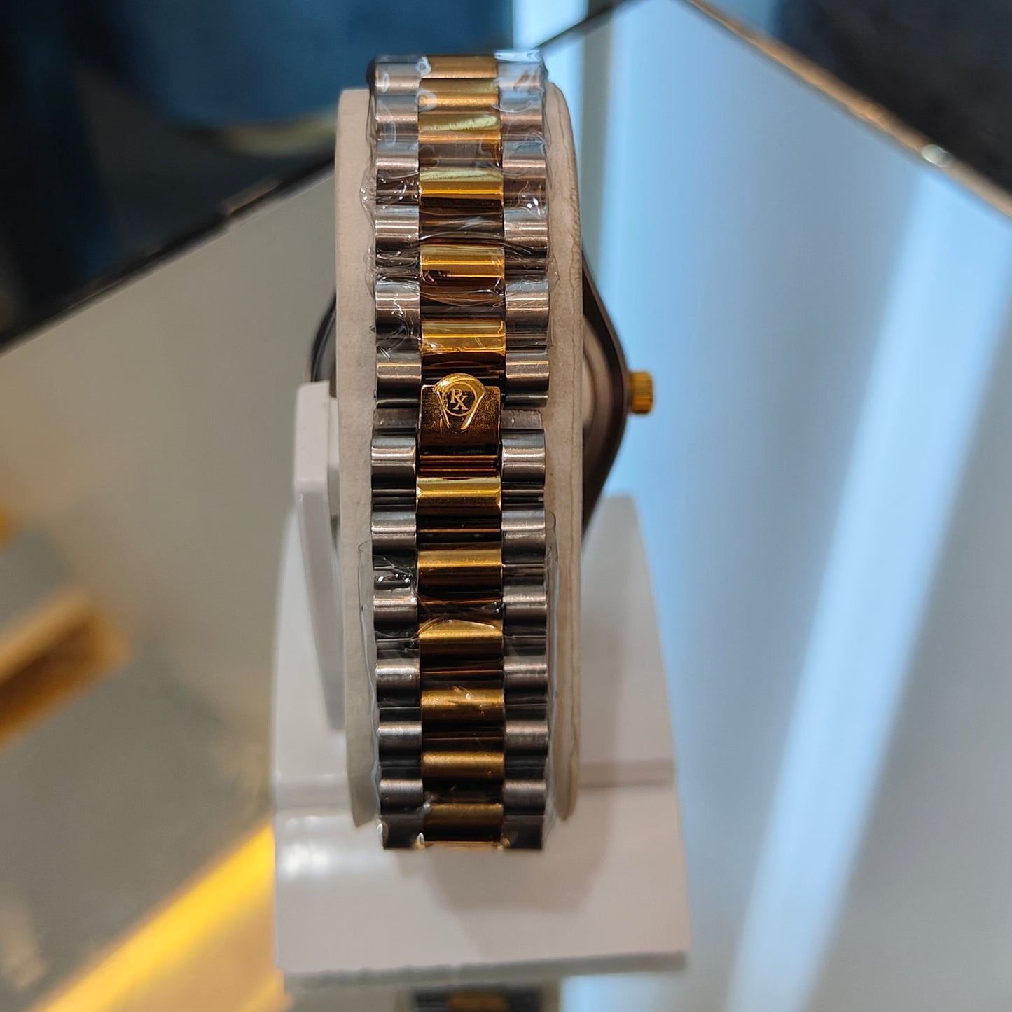 RLX DATEJUST STAINLESS STEEL CHAIN TWO TONE WHITE DIAL WATCH