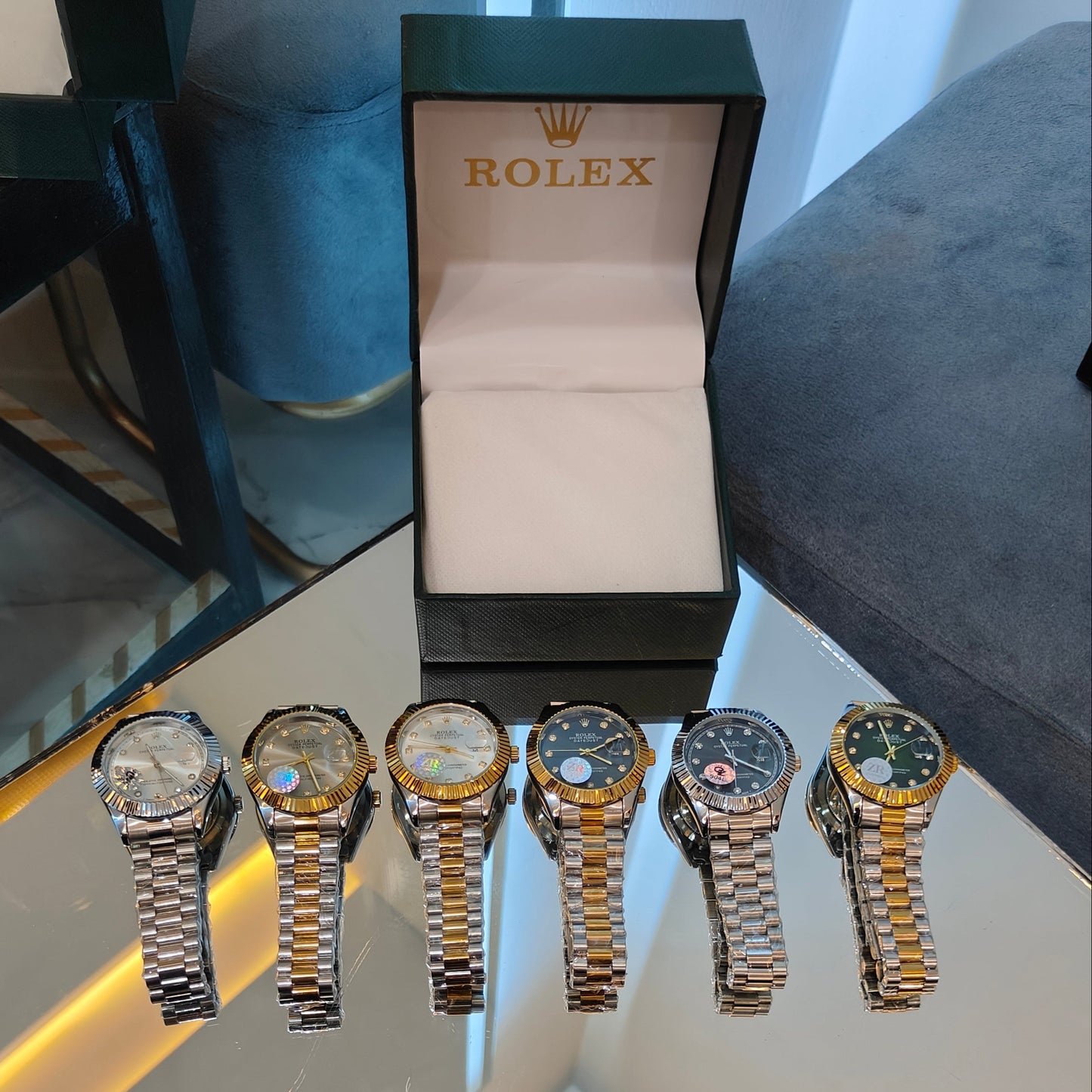 RLX DATEJUST STAINLESS STEEL CHAIN TWO TONE WHITE DIAL WATCH