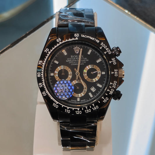 RLX DAYTONA CHRONOGRAPH MASTER LOCK BLACK CHAIN BLACK DIAL WATCH