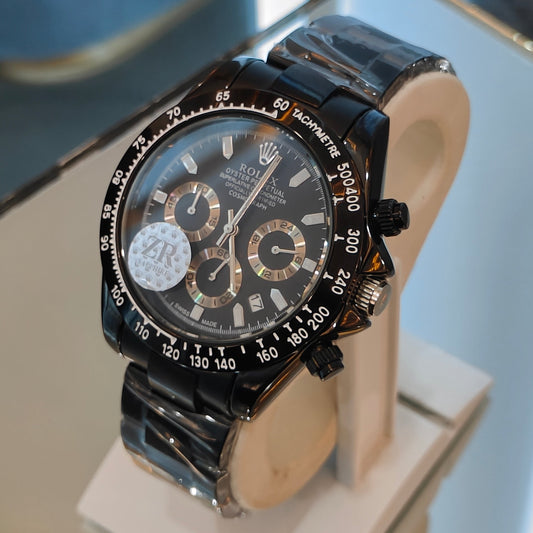 RLX DAYTONA CHRONOGRAPH MASTER LOCK BLACK CHAIN BLACK DIAL WATCH