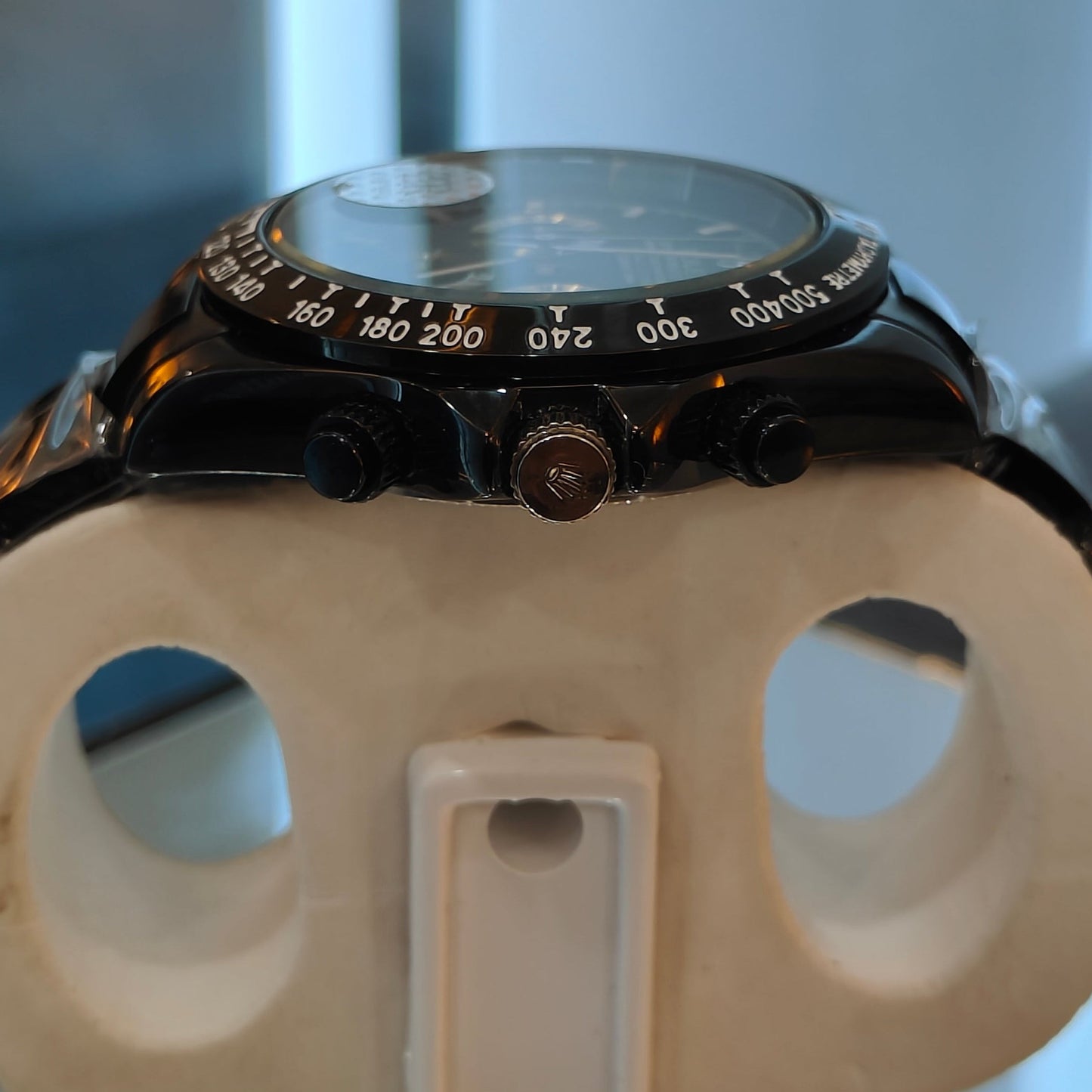 RLX DAYTONA CHRONOGRAPH MASTER LOCK BLACK CHAIN BLACK DIAL WATCH