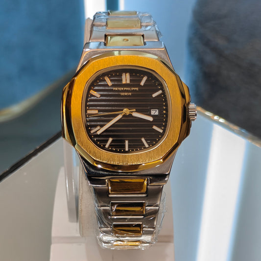 PP NAUTILUS STAINLESS STEEL TWO TONE BLACK DIAL