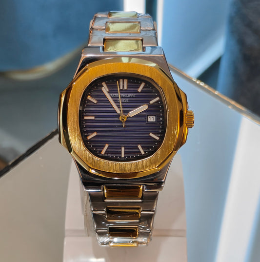 PP NAUTILUS STAINLESS STEEL TWO TONE BLUE DIAL